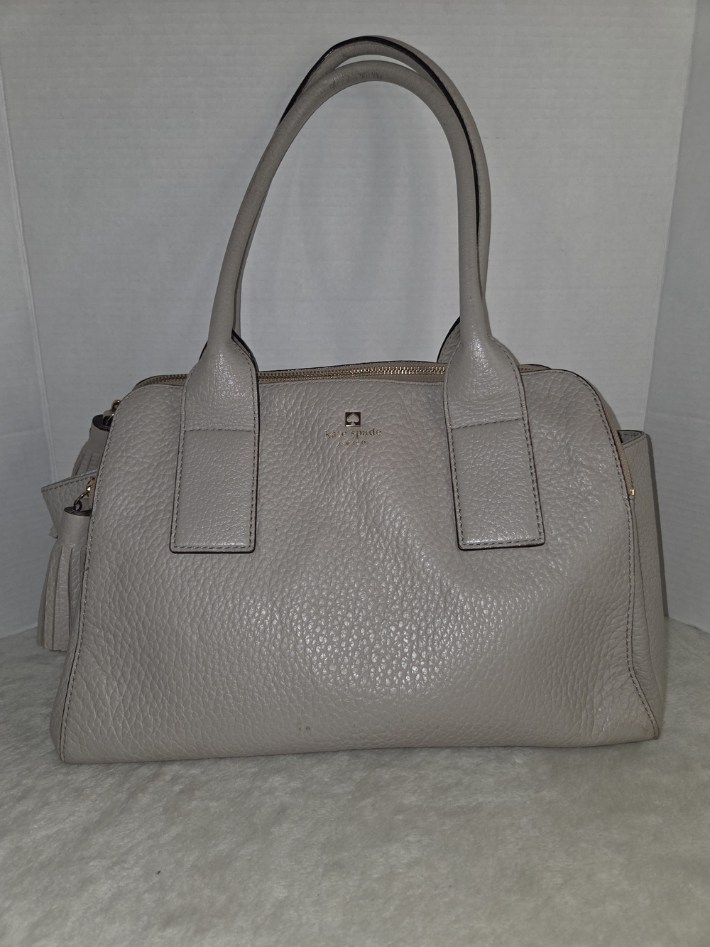 Kate Spade Southport Avenue Lydia Satchel Gray/Cream Pebbled Leather Bag